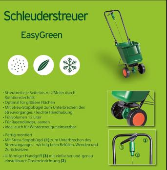 Preview: EasyGreen Universal-Schleuderstreuer Streuwagen Rasensamen, Dünger, Winterstreugut